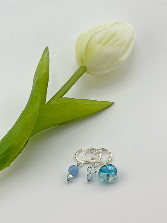 Handmade Ice Blue Stitch Marker Set