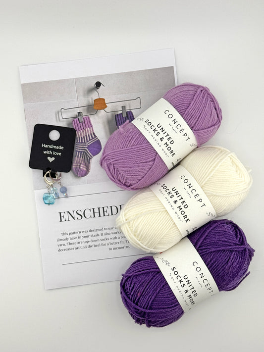 Enschede Socks Kit. Yarn, Pattern & Stitch Markers