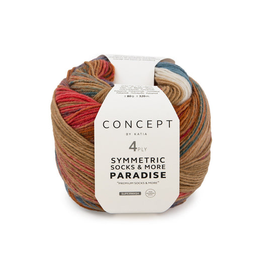 Katia Symmetric Socks & More Paradise | Self-Striping Sock Yarn for Matching Socks