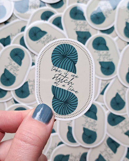 One Stitch at a Time Sticker. Mindful Knitting & Crochet Sticker