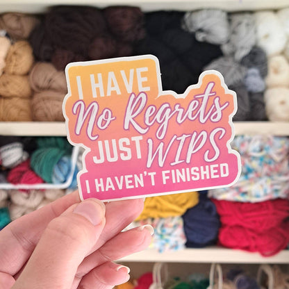 I Have No Regrets Sticker. Pink Yellow Crochet Sticker
