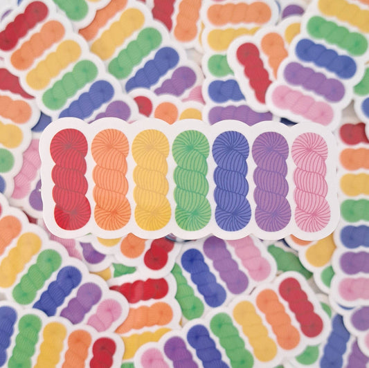 Rainbow Skeins Pride Sticker | LGBTQ Yarn Knitting | ColourPopCrafts