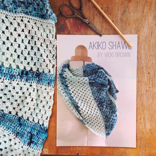 Akiko Shawl. Crochet Shawl Printed Pattern (A5 Booklet)