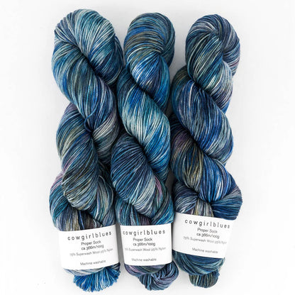 Cowgirl Blues Proper Sock. Hand Dyed Sock Yarn | ColourPopCrafts