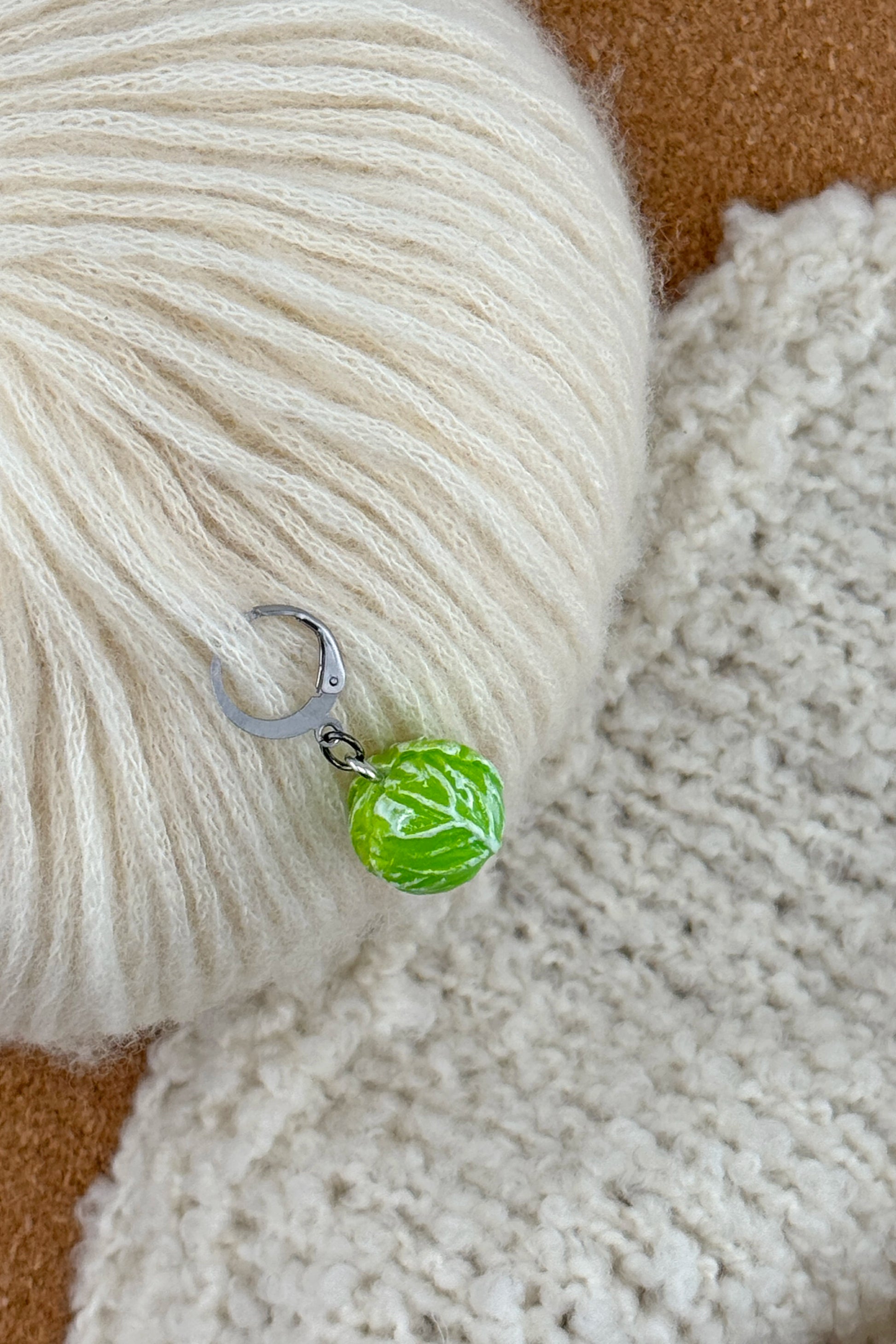 Handmade Brussels Sprout Stitch Marker UK. Single Knitting Marker | ColourPopCrafts