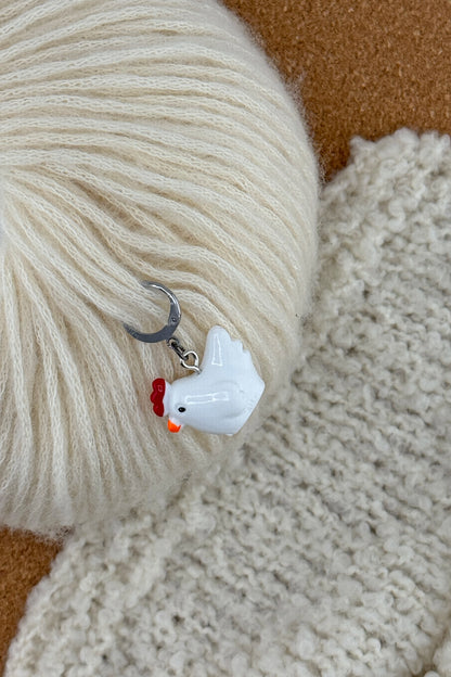 Handmade Stitch Marker with a Chicken Charm
