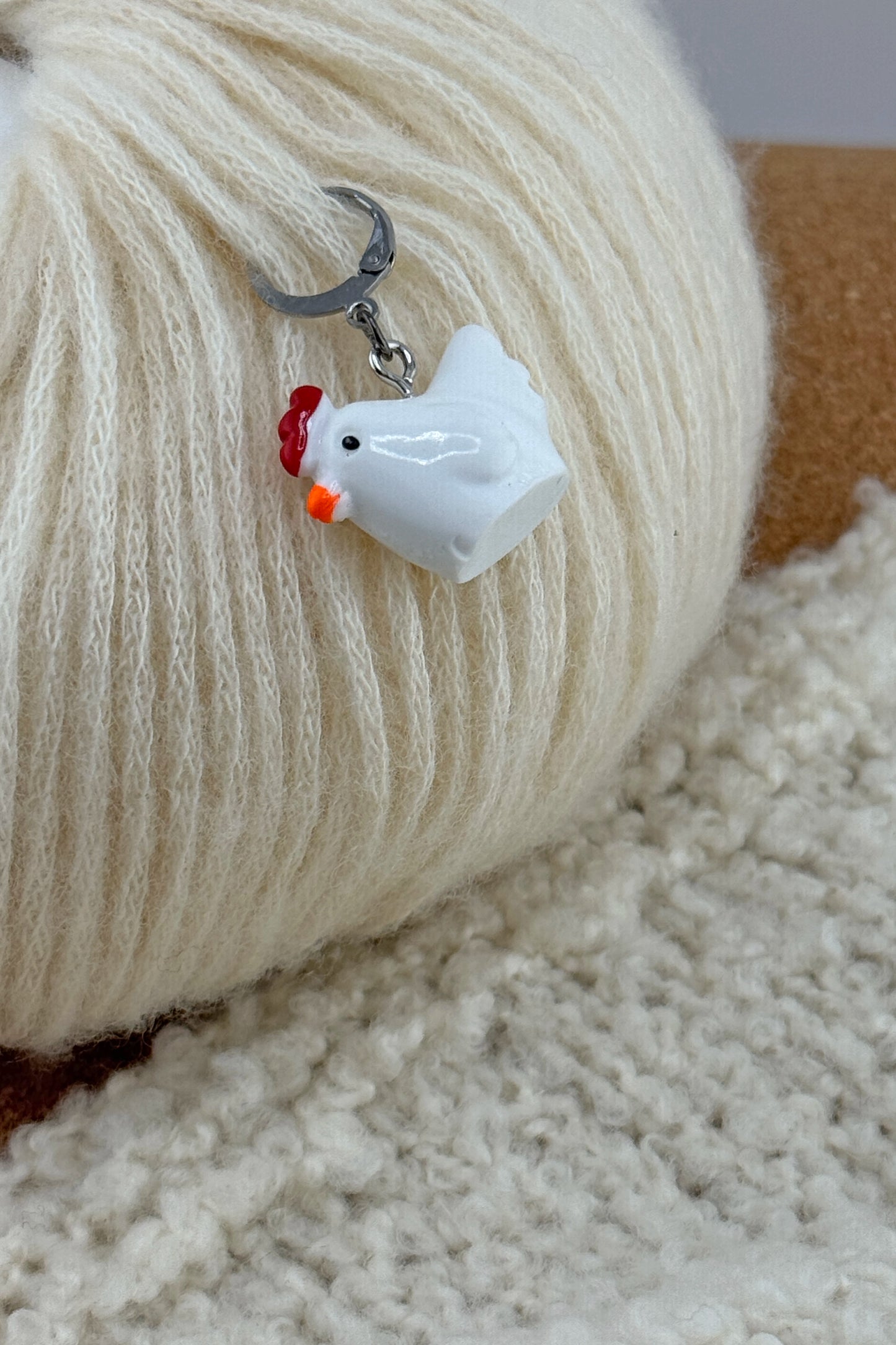 Handmade Stitch Marker with a Chicken Charm
