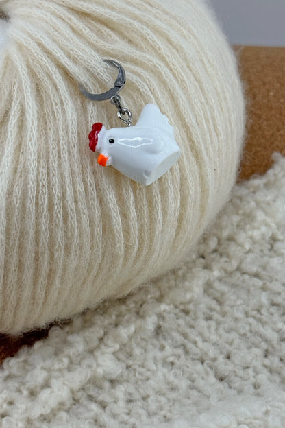 Handmade Stitch Marker with a Chicken Charm