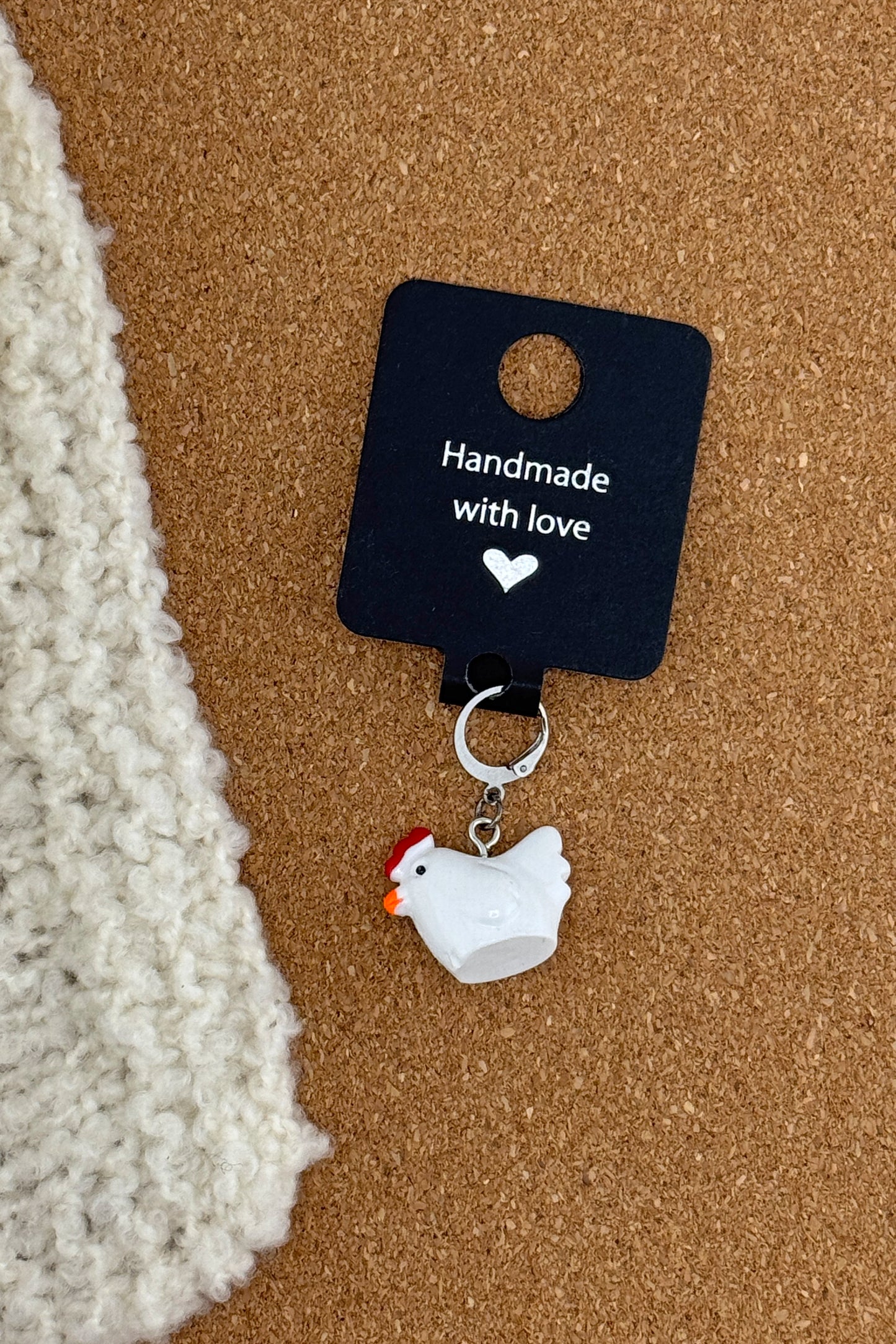 Handmade Stitch Marker with a Chicken Charm