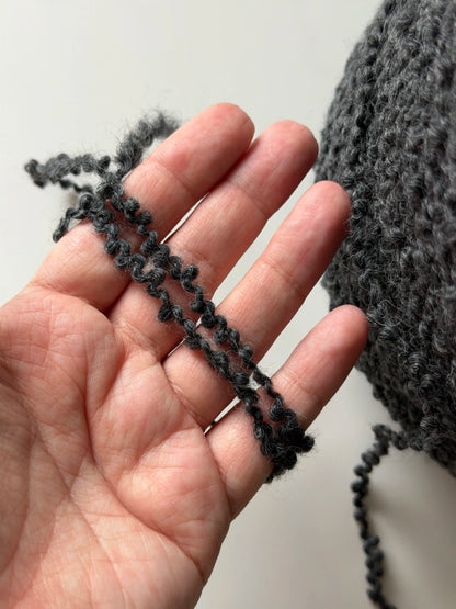 Curly Avia Baby Alpaca Bouclé Super Chunky Yarn, Charcoal Grey