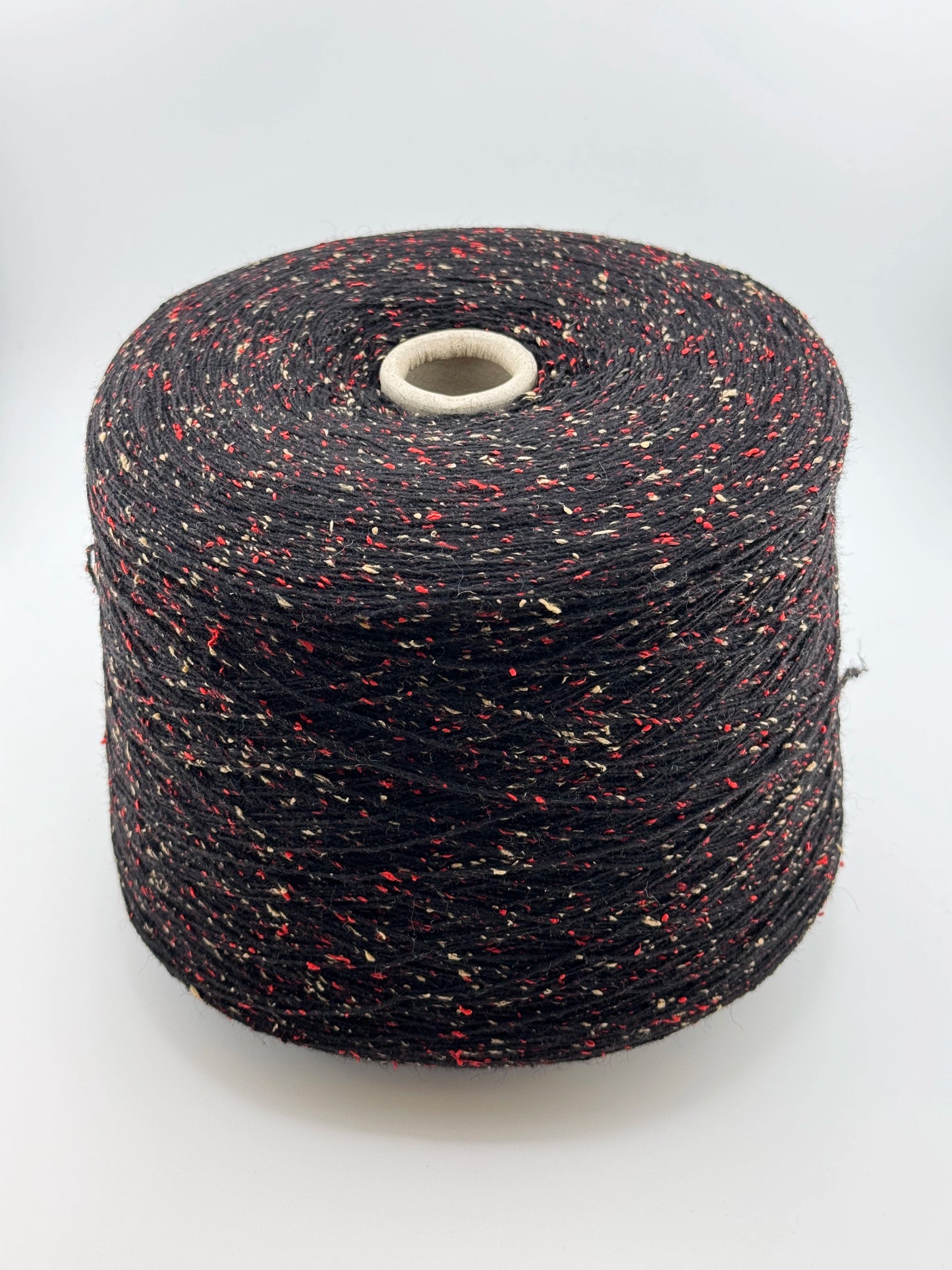 Italian Tweed Cone Yarn | Charcoal & Red Fleck | ColourPopCrafts