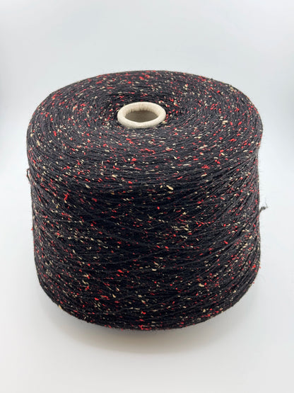 Italian Tweed Cone Yarn | Charcoal & Red Fleck | ColourPopCrafts