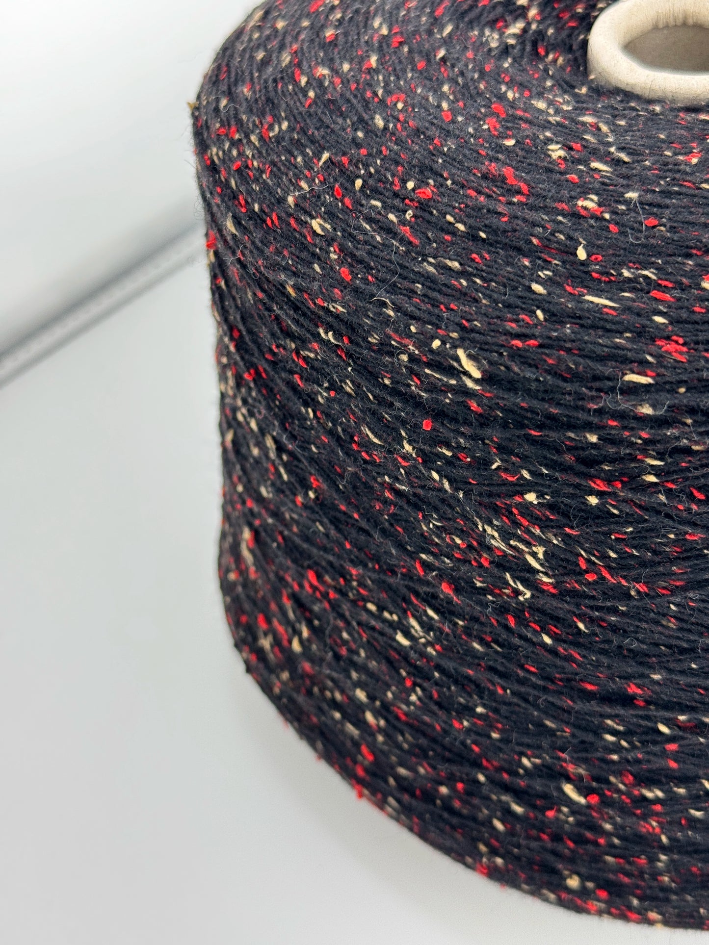 Italian Tweed Cone Yarn | Charcoal & Red Fleck | ColourPopCrafts
