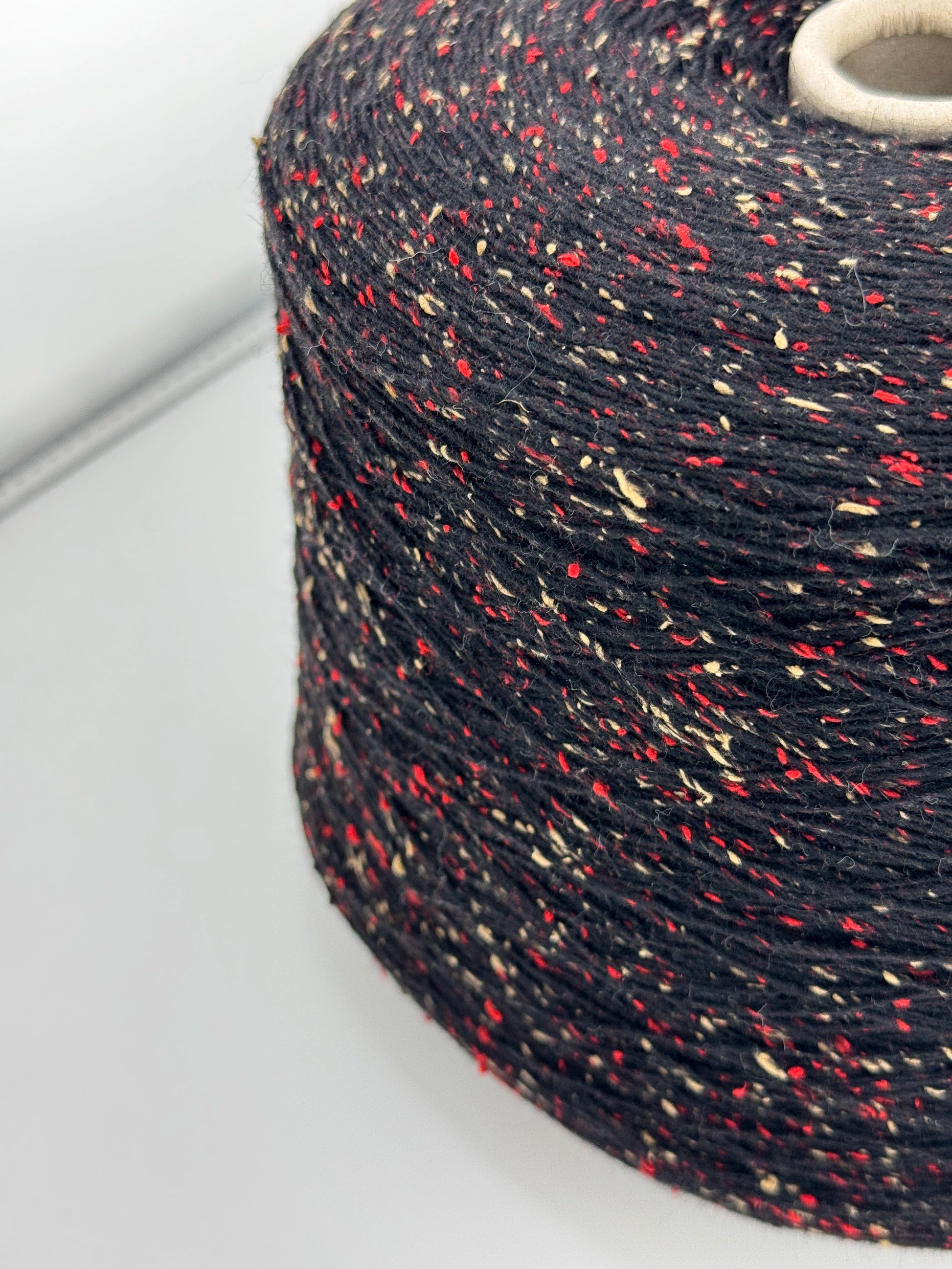 Italian Tweed Cone Yarn | Charcoal & Red Fleck | ColourPopCrafts