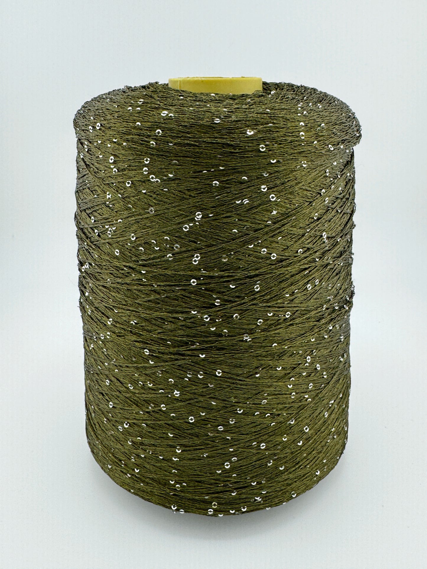 Olive Green Sequin Yarn | Silver Paillettes | ColourPopCrafts