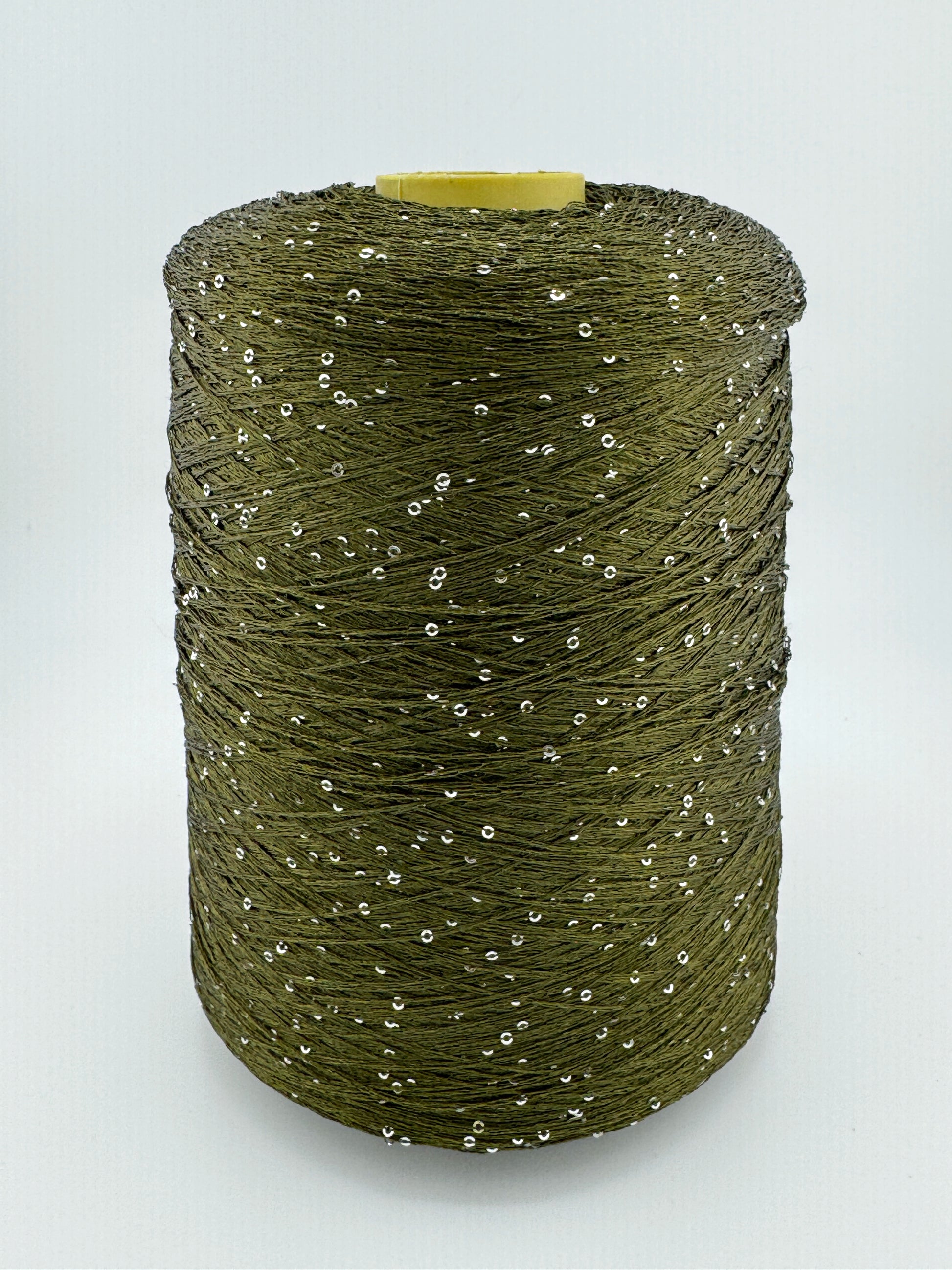 Olive Green Sequin Yarn | Silver Paillettes | ColourPopCrafts