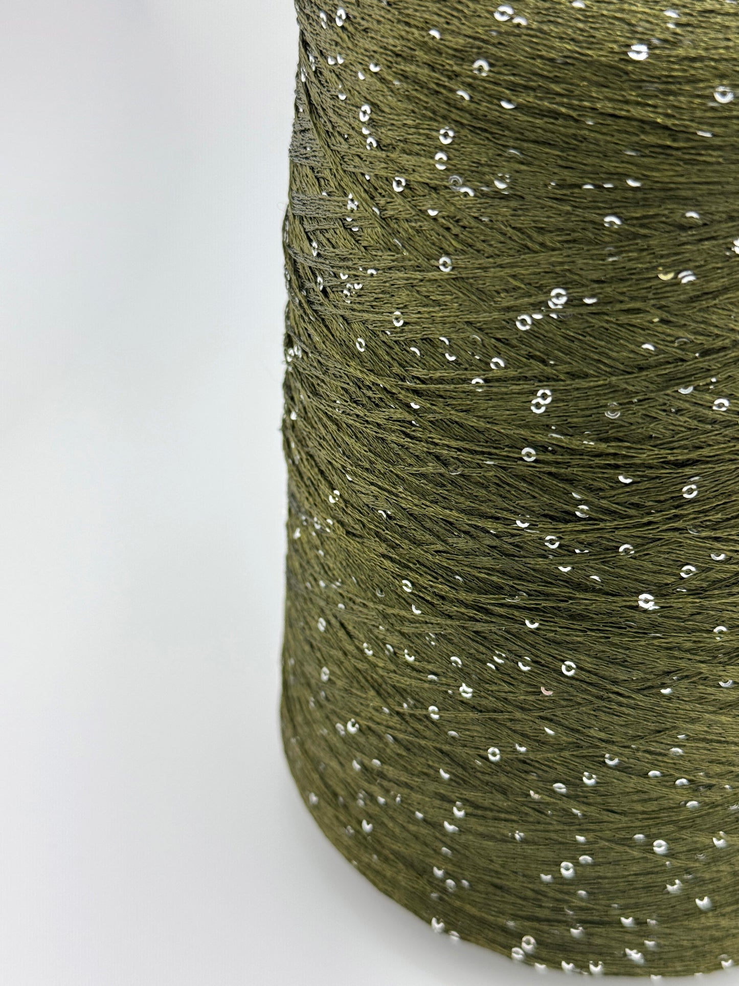 Olive Green Sequin Yarn | Silver Paillettes | ColourPopCrafts