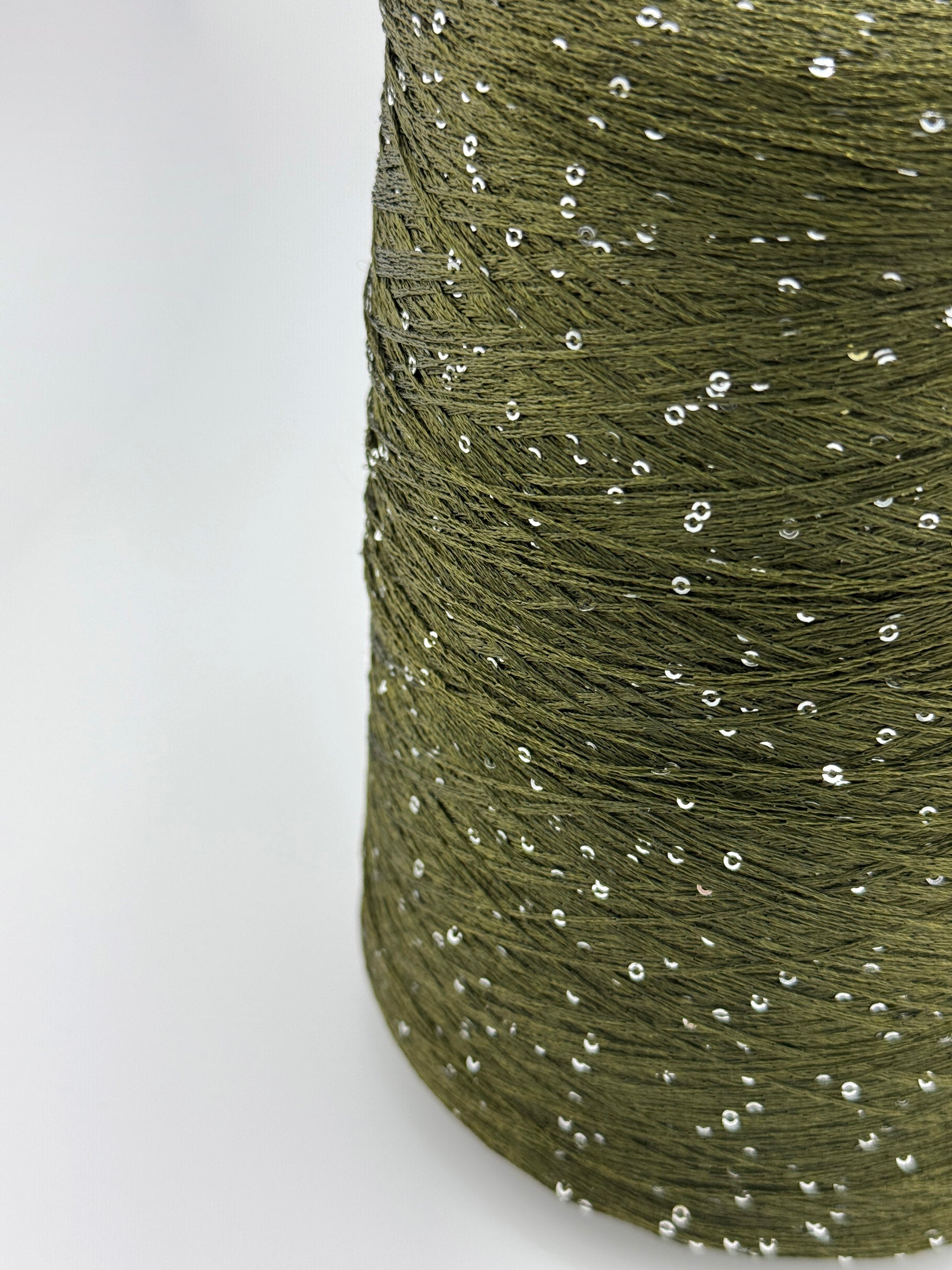 Olive Green Sequin Yarn | Silver Paillettes | ColourPopCrafts