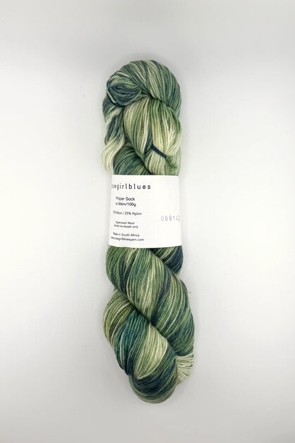 Cowgirl Blues Proper Sock. Gradient Hand Dyed