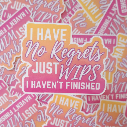 I Have No Regrets Sticker. Pink Yellow Crochet Sticker
