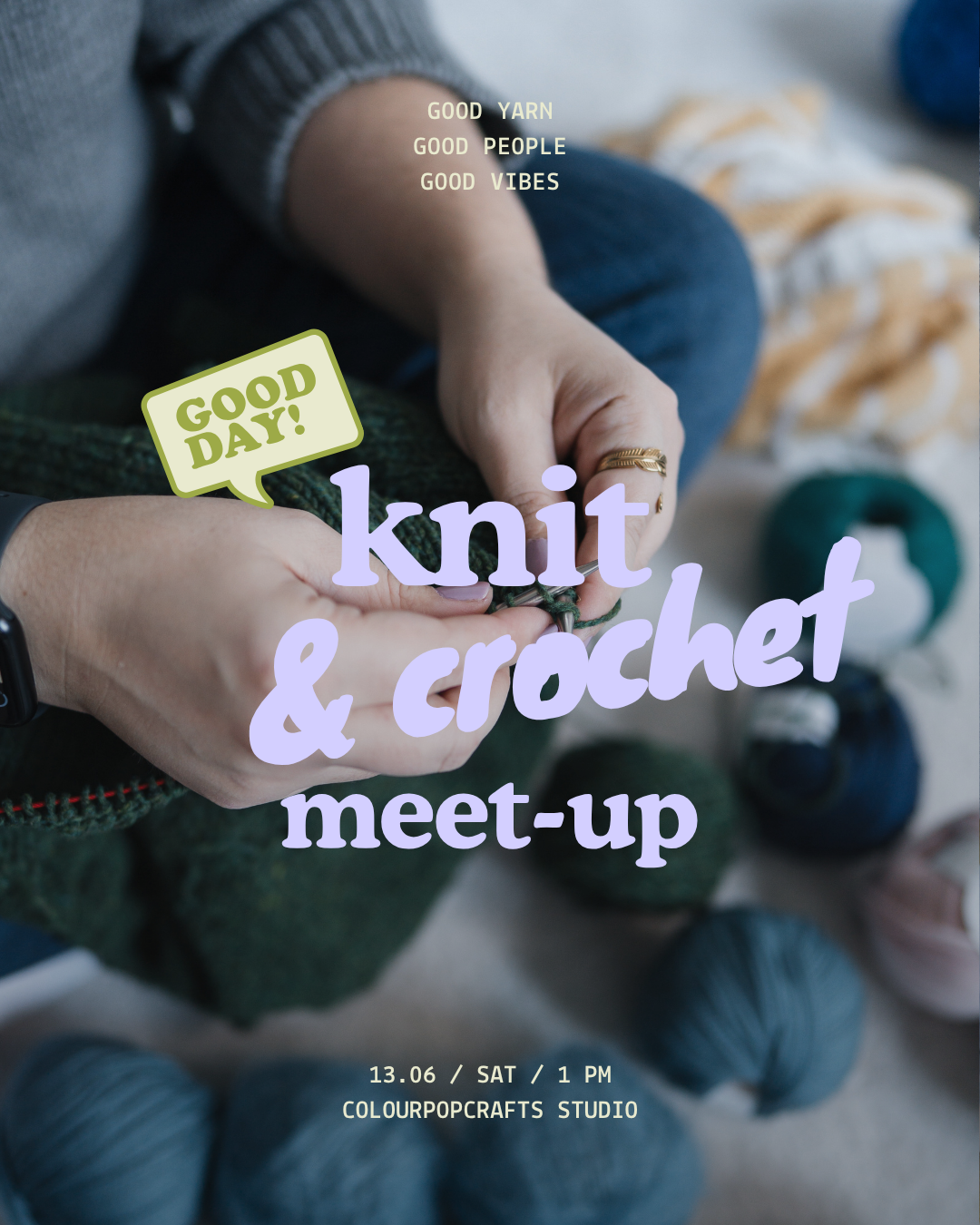 Free Knit-Along Meet-Up at ColourPopCrafts Studio. 13 June