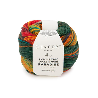 Katia Symmetric Socks & More Paradise | Self-Striping Sock Yarn for Matching Socks